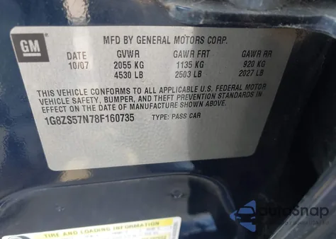 2008 Saturn Aura Xe z USA, uszkodzony, nr VIN 1G8ZS57N78F160735